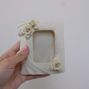 1980s all white ceramic mini picture frame